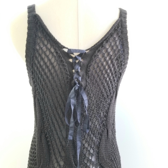 Free People Black Crochet Mini Cocktail Parry Evening Dress, size S/P - Picture 4 of 10